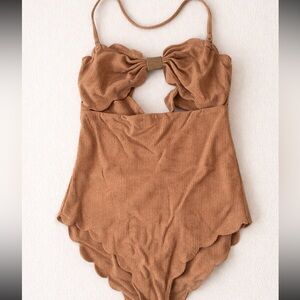 Marysia Large Brown Scalloped ANTIBES MAILLOT One Piece Luxury Swimsuit